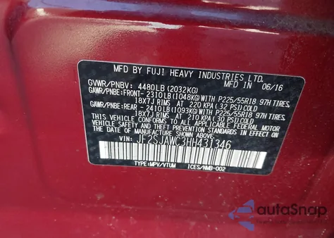 2017 Subaru Forester 2.5I Touring z USA, uszkodzony, nr VIN JF2SJAWC3HH431346